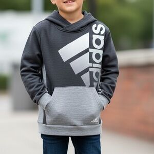 Adidas’s Kids Two-Tone Gray Logo Hoodie